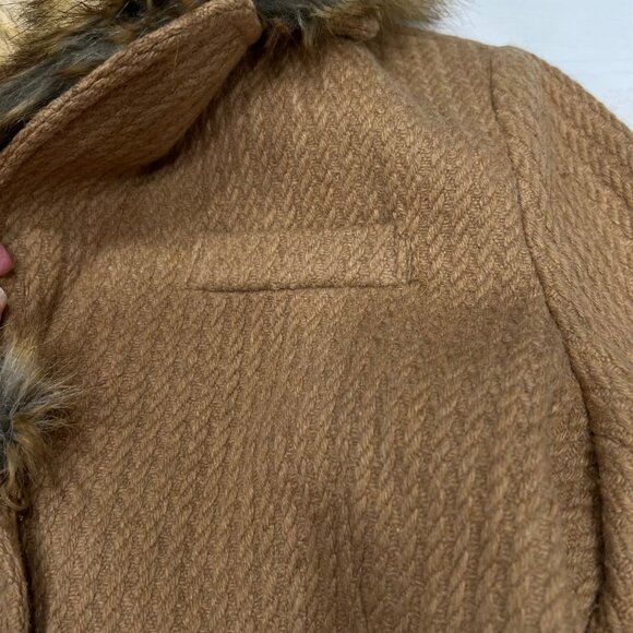 Liz Claiborne Womens Coat Wool Blend Faux Fur Detach Collar Cable Pattern‎ Sz M - Picture 11 of 14